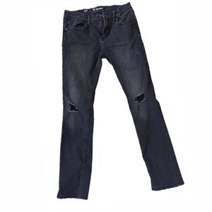 GAP Boys Black Skinny Distressed Jeans Sz 12 H Soft Denim Elastic waist belt